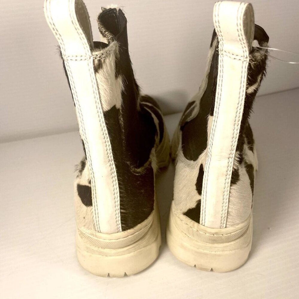 Black and White Cowhair Ankle Booties - Chunky Sole - Picture 6 of 12